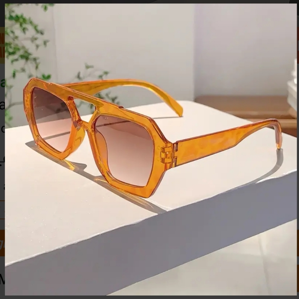 Trendy Square Sunglasses in Amber